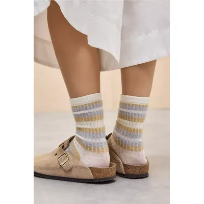 Out From Under Stripe Eyelash Socks - Brown at Urban Outfitters