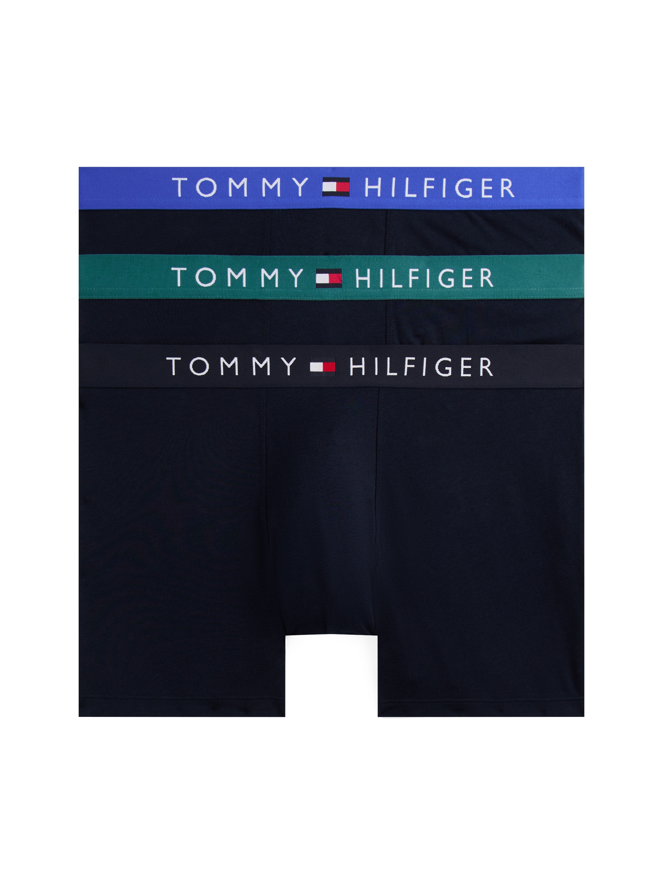 Boxer "3P BOXER BRIEF WB", Herren, Gr. XL (54), blau (d sky, fmy ocn, nob blu), Jersey, Obermaterial: 95% Baumwolle, 5% Elasthan, TOMMY HILFIGER UNDERWEAR, körpernah, Unterhosen Image
