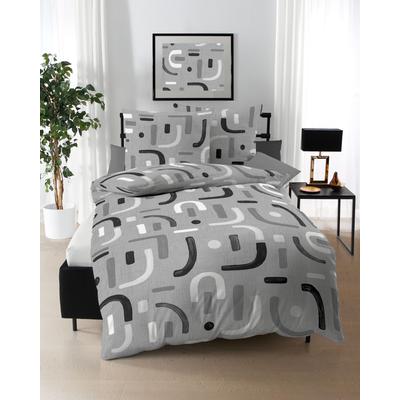 Bettwäsche KAEPPEL "Elements", grau, B/L: 155cm x 220cm, , Feinbiber, B/L: 80cm x 80cm, Feinbiber, Obermaterial: 100% Baumwolle, Bettwäsche Image