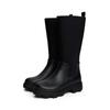 Gummistiefel TOMMY HILFIGER "FLAG LONG RAINBOOT WARM LINING", Damen, Gr. 42, schwarz, Textil, Gummi, modisch, Schuhe, Blockabsatz, Langschaftstiefel mit elastischem Schaft