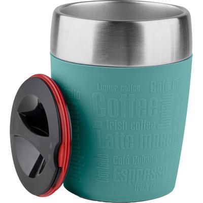 Thermobecher EMSA "Travel Cup", grün, B:8,7cm H:11,2cm, Edelstahl, Silikon, Trinkgefäße, 0,2 Liter, Edelstahl, Trink- und Eisbecher, gummierte Manschette Image