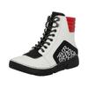 Sneakerboots RIEKER, Damen, Gr. 39, sanftes weiß, schwarz, rot, Lederimitat, kontrastfarbene Details, casual, Schuhe, Schnürboots, Schnürstiefelette mit zusätzlichem Innenreißverschluss