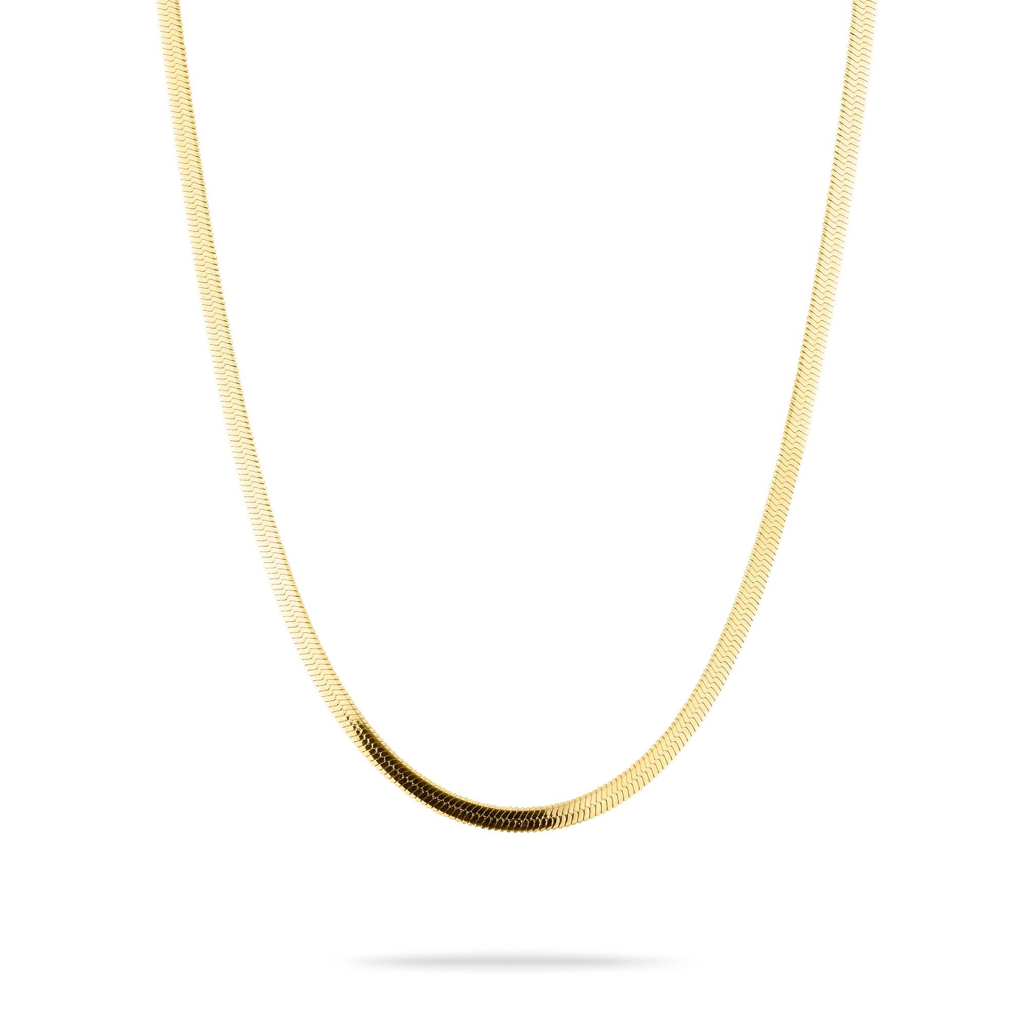 Kette ohne Anhänger LIEBESKIND BERLIN "Schmuck Geschenk Edelstahl Halskette The Long Sleek", gold (gelbgoldfarben), Halsketten, Damen, Edelstahl, L: 45 B: 3mm, B:3mm