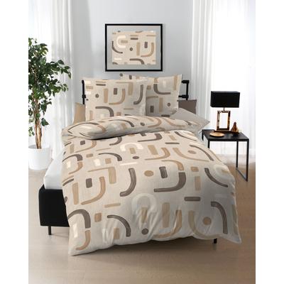 Bettwäsche KAEPPEL "Elements", braun (cappuccino), B/L: 155cm x 220cm, , Feinbiber, B/L: 80cm x 80cm, Feinbiber, Obermaterial: 100% Baumwolle, Bettwäsche Image