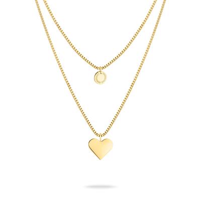 Kette mit Anhänger LIEBESKIND BERLIN "Schmuck Edelstahl Layered Love Herz LJ-1560 LJ-1592 LJ-1593 LJ-1594", gold (gelbgoldfarben), Halsketten, Damen, Edelstahl, L: 45cm B: 1mm, B:1mm Image