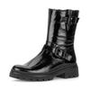 Bikerboots GABOR "FLORENZ", Damen, Gr. 39, schwarz, Lackleder, glänzend, modisch, Schuhe, Blockabsatz, Stiefelette mit einer Schafthöhe von 21 cm, G-Weite