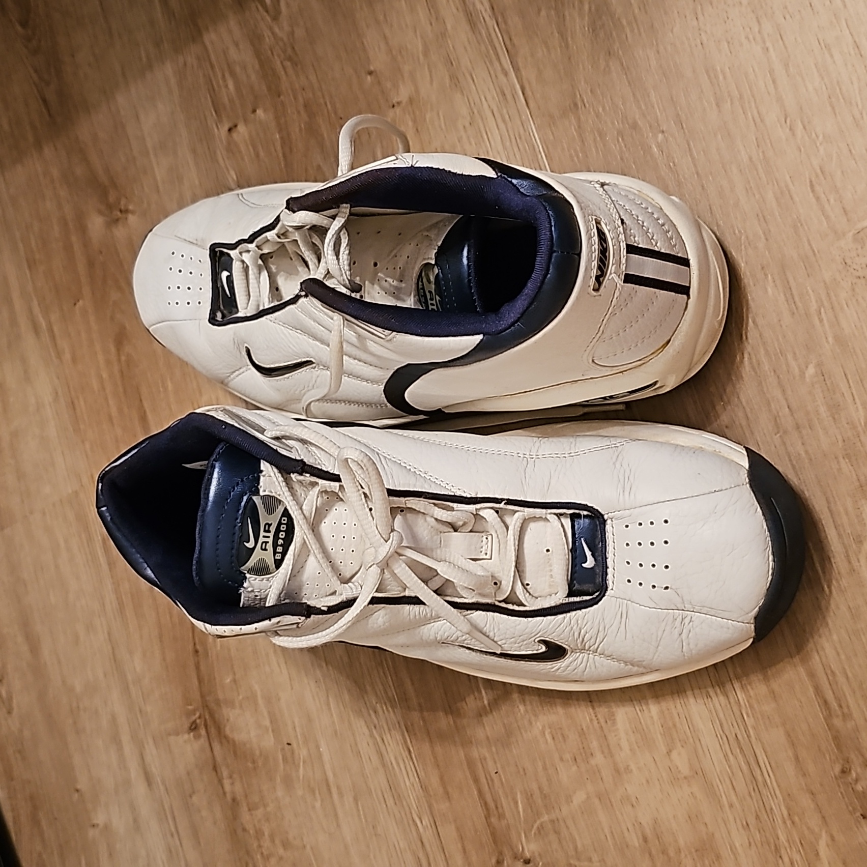 Nike Shoes | 2002 Retro Vintage Nike Air 889000 Mids Leather Shoes Mens Sz 11 | Color: Blue/White | Size: 11