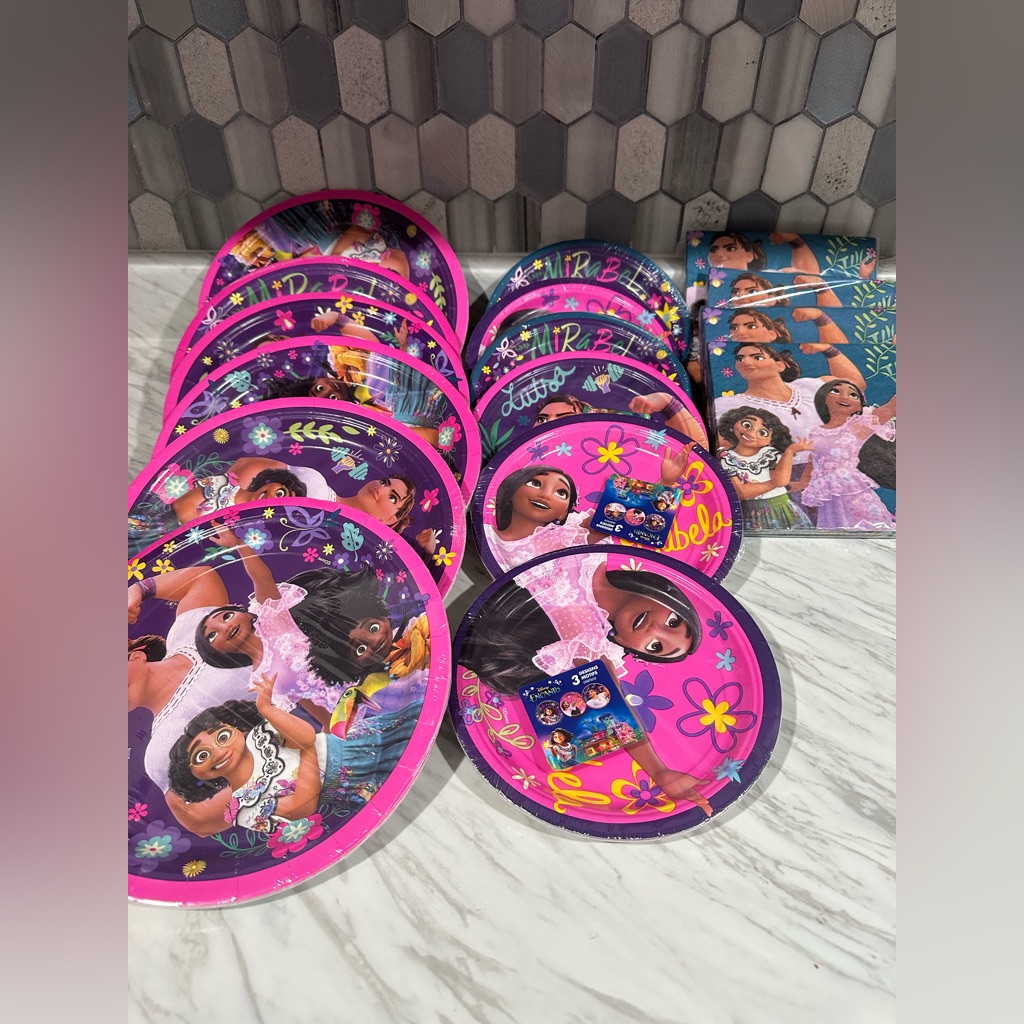 Disney Party Supplies | Disney Purple And Pink Disposable Tableware Set 48 Plates 9 Inches 48 Plates 7 | Color: Pink/Purple | Size: Os