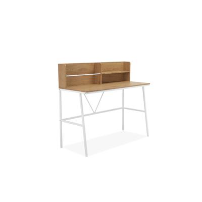 Schreibtisch INOSIGN "Jaxson", weiß (eiche, weiß, weiß, eichefarben), B:120cm H:106cm T:50cm, Tische, weißes Gestell aus Metall, Breite 120 cm Image