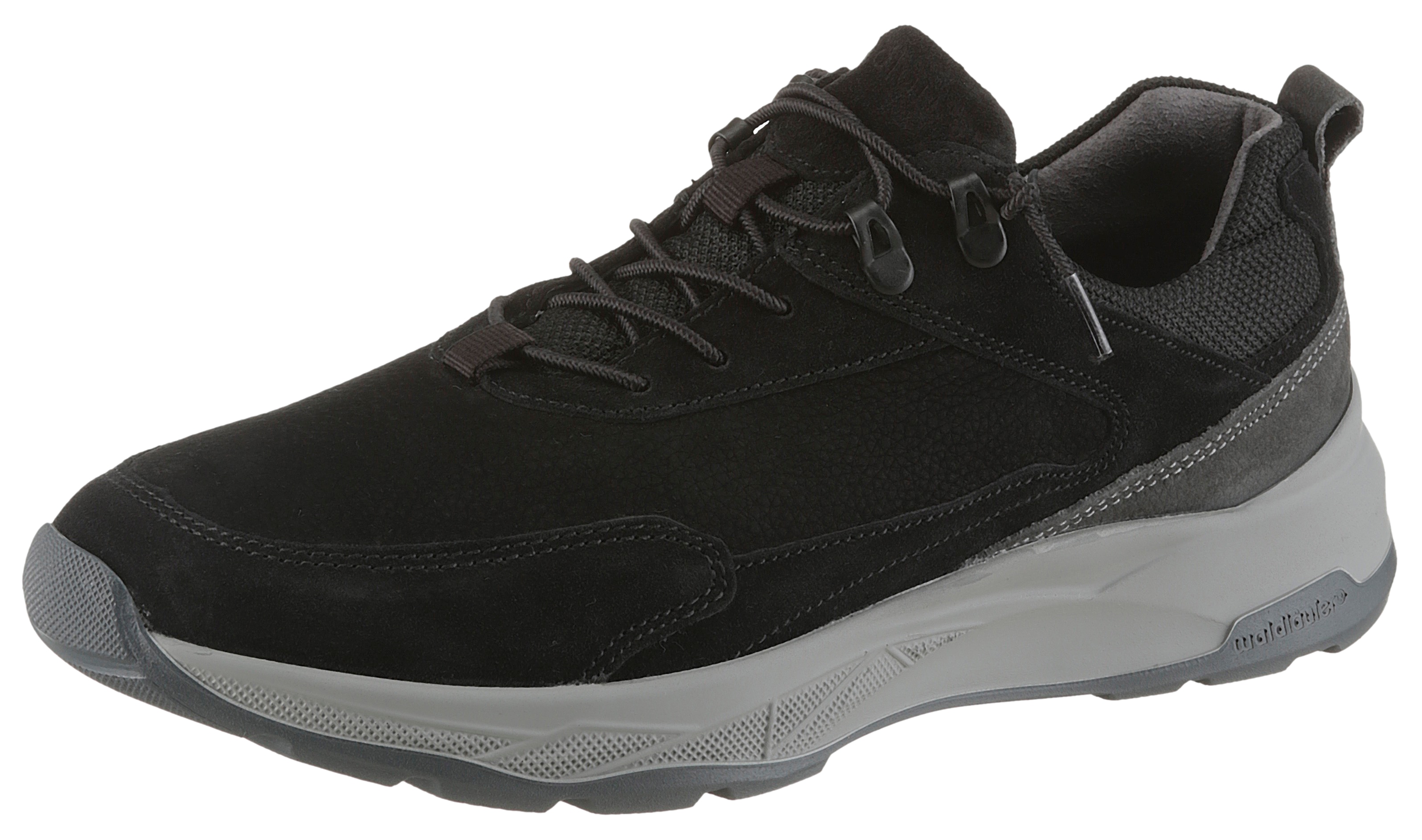 Slip-On Sneaker WALDLÄUFER "H-TOM", Herren, Gr. 7,5 (41), schwarz (dunkelgrau, schwarz), Nubukleder, Textil, Veloursleder, Schuhe, Schlupfschuh, Freizeitschuh, Bequemschuh, Komfortweite G (= weit)