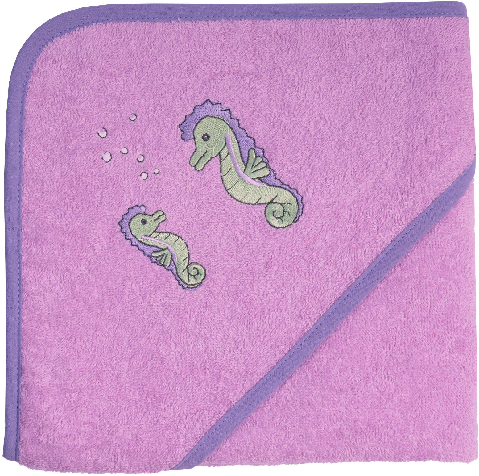 Kapuzenhandtuch WÖRNER "Seepferdchen", hellflieder, B:80cm L:80cm, Frottee, Frottee, Handtücher, mit Kapuze, maschinenwaschbar, trocknergeeignet