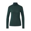Rollkragenshirt S.OLIVER, Damen, Gr. 42, grün (bottle grün), Rippware, Obermaterial: 100% Baumwolle, casual, normal, Rundhals, Langarm abgesteppte Kante, Shirts, im Slim Fit, Langarm
