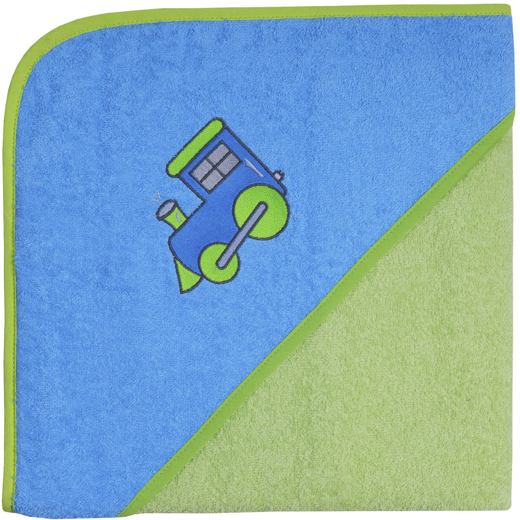 Kapuzenhandtuch WÖRNER "Lok", limone, ozean, B:100cm L:100cm, Frottee, Frottee, Handtücher, mit Kapuze, maschinenwaschbar, trocknergeeignet