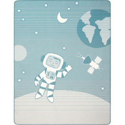 Babydecke BIEDERLACK "Babydecke Spacekid", blau (blau, natur), B:75cm L:100cm, Baumwolle, Polyacryl, Polyester, Wohndecken, 75 x 100, mit Zierstich Image