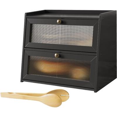 2 Layer Bread Box, Wood Food Storage Container - 15.74
