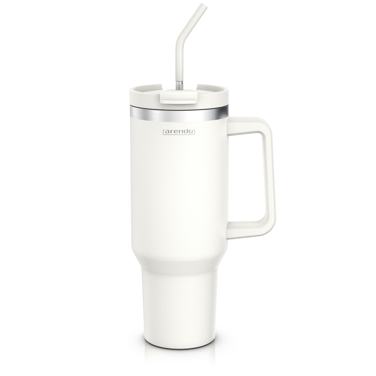 Arendo Tumbler 1200 ml, Edelstahl Thermobecher mit Deckel, Henkel, Strohhalm, doppelwandig, vakuumdicht, auslaufsicher Image