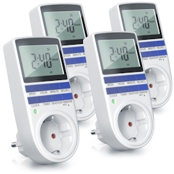 BEARWARE 4x Zeitschaltuhr, digital, 2,1` LCD-Display, max. 3680W, 10 Programme, Zufallsschaltung Image