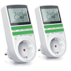 BEARWARE 2x Zeitschaltuhr, digital, programmierbar, LCD Display, Steckdosen Timer, max. 3680W Image
