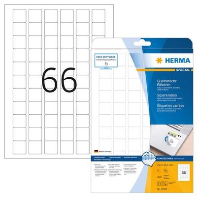Herma Universaletiketten wiederablösbar weiß 25,4 x 25,4 mm 1650 Stück weiß Image