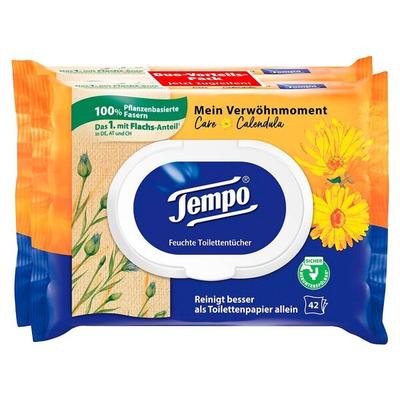 Tempo Feuchtes Toilettenpapier Mein Verwöhnmoment Care Duo-Pack 1-lagig 84 Tücher (2 P Image