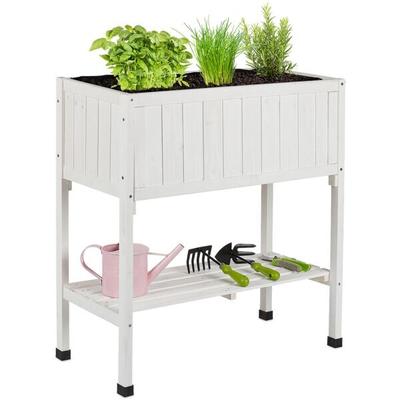 relaxdays Hochbeet aus Tannenholz weiß