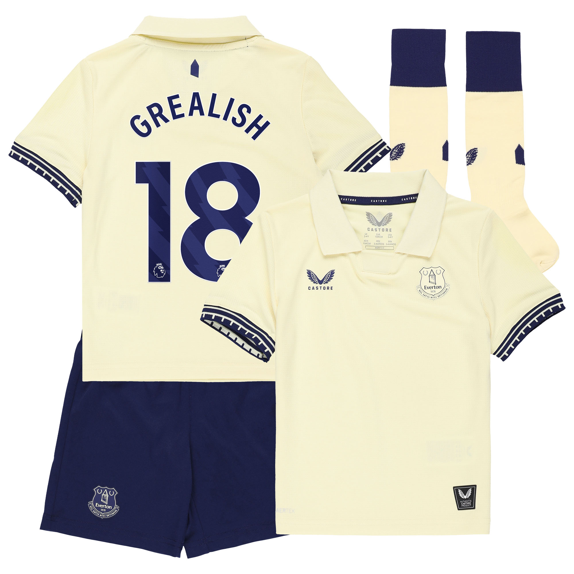 Everton Castore 2025-26 Auswärts-Kit - Kleinkinder mit Aufdruck Grealish 18 Image