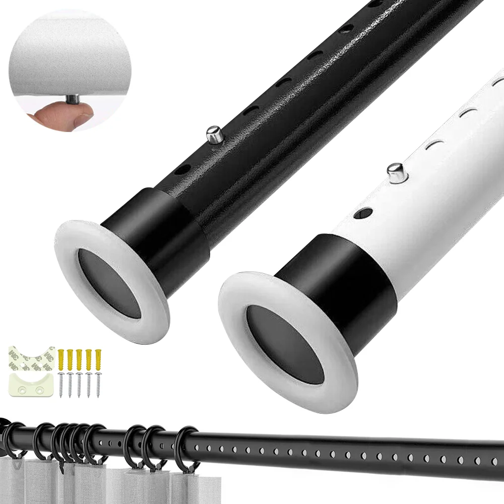 Gardinenstangen, verstellbare Gardinenstangen, Duschvorhangstangen, ohne Bohren, rutschfeste Teleskopstange, 70–360 cm