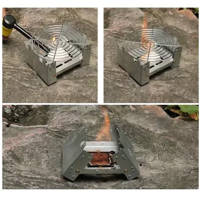 Outdoor Mini Spirit Cooking Cookout Picnic BBQ Wax Stove Portable Camping Alcohol Stove Burner Solid Alcohol Fuel Folding Stove