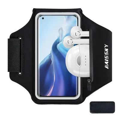 HAISSKY 7.0 Large Zipper Running Sports Armband For iPhone 17 16 15 14 13 Pro Max 17 Air 16E 15 Plus Samsung S25Ultra Arm Pouch