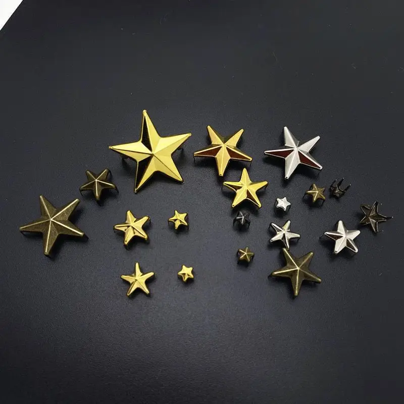 50PCS 5/7/10/12/15/20mm Stern Nieten DIY Kleidung Schuhe Taschen handgemachte Kleidung Zubehör Punk Stil Zubehör Metall Knöpfe