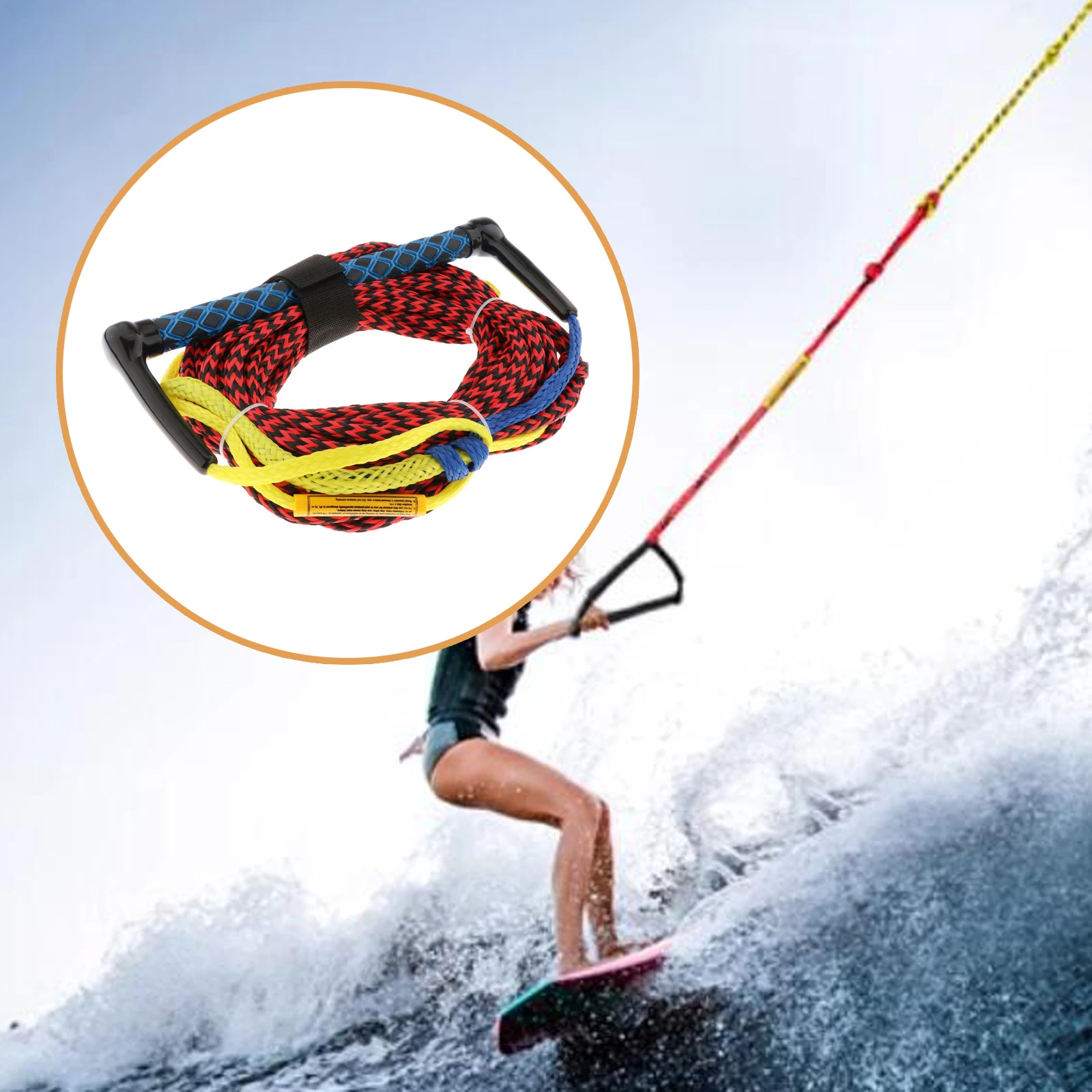 Corde de Ski nautique de 23m, corde de surf robuste pour bateau, corde de Wakeboard polyvalente avec poignée pour Sports nautiques en plein air
