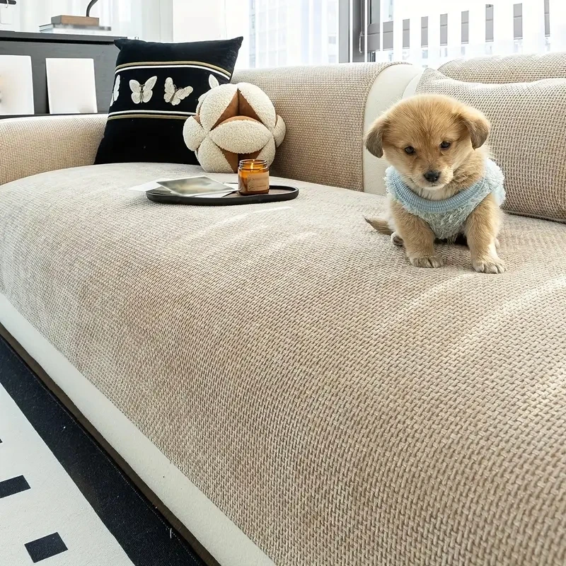 Minimalistischer, fester, rutschfester Jacquard-Sofabezug für alle Jahreszeiten, Wohnzimmer, 1/2/3/4 Möbeldekor, Couch-Sitzbezug Image