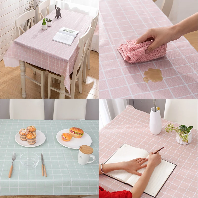 1 Stück 137 x 90 cm PEVA-Karo-Muster-Tischdecke, wasserdicht, ölbeständig, Outdoor-Picknick-Tischdecke für Party Image