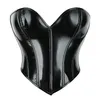 Sexy Frauen Korsett Top Weiß Braun Zurück PU Leder Bustiers Tube Lace Up Fishbone Detail Shapewear Rave Club Tragen