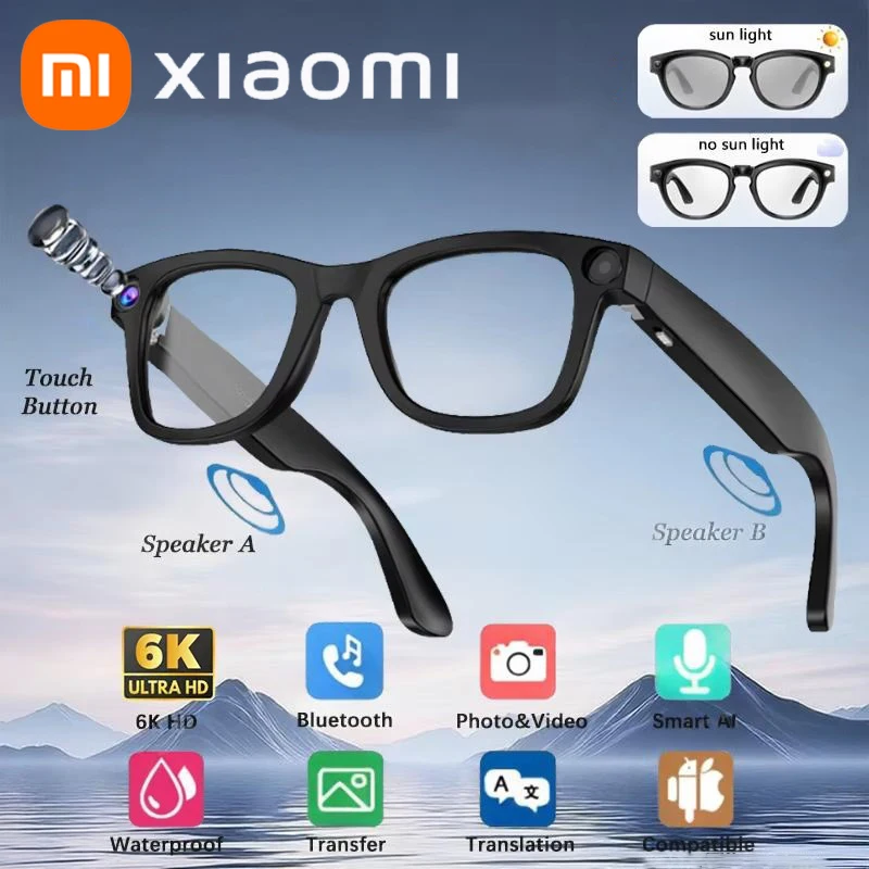 Xiaomi Smart AI Brille 800W Pixel AI Schießen Kamera HD Foto Video Sprachanruf Übersetzung Wasserdichte Bluetooth G300 Brille Image