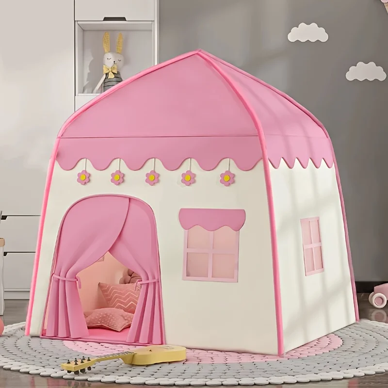 Großes rosa Blumen-Prinzessin-Spielzelt für Kinder, perfekt zum Rollenspielen und Anziehen, Spielzelt, Spielhaus-Dekoration, langlebiges Spielzelt Image