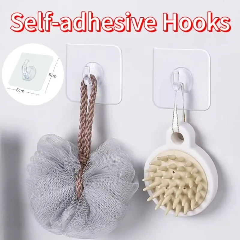 5-20Pcs Selbst-klebe Haken Transparent Wand Haken Schwere Last Rack Küche Bad Handtuch Schlüssel Rack Klebrige haken Kuh Horn Design Image
