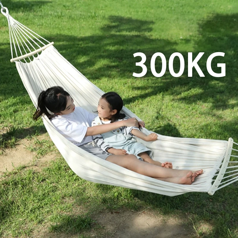 Outdoor-Hängematte, Camping-Schaukel, große Leinwand-Drei-Personen-Hängematte, tragbar für Picknick, Strand, Hinterhof, Balkon, Terrasse