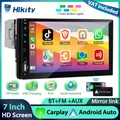 Hikity 1Din 7 ''Schermo LCD Lettore MP5 Carplay Android Auto Lettore Multimediale EQ Bluetooth Specchio Link USB Luci A LED Auto Stereo