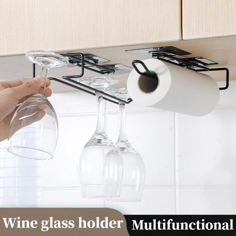 1pc/2pcs Eisen Wein Rack Glas Halter Hängen Bar Aufhänger Regal Edelstahl Wein Glas Rack Stehen papier Rollen Halter