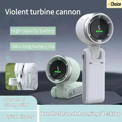 Mini ventilateur portatif 5 vitesses Turbo USB Rechargeable, ventilateur de poche pliable sans lame avec grande batterie pour l'extérieur/voyage