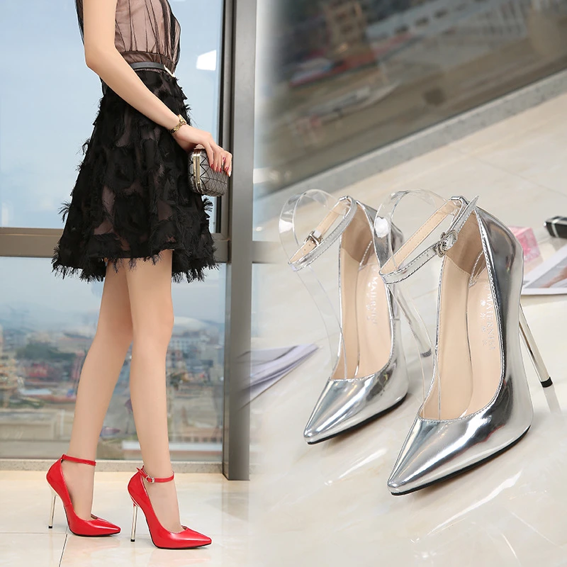 Europäische Und Amerikanische Mode Professionelle Spitz Große-Größe Ferse Schuhe Dünne Ferse Modell Host Einzelnen Schuhe Weibliche Elegante