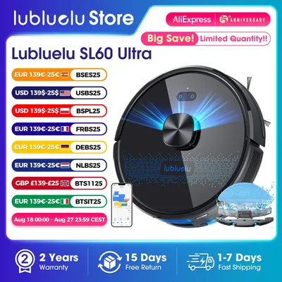 Lubluelu 5000Pa Suction Power Robotic Vacuum Cleaner Self-Charging Anti-Siphon 5 Maps 24 No-Go Zones for Pet Hard Floor Cleaning