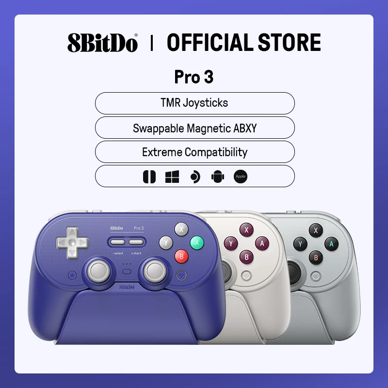 8BitDo Pro 3 Kabelloser Gaming-Controller für Switch 1/2 Windows, Apple, mit TMR-Joysticks, umschaltbaren Auslöser, austauschbaren Tasten Image