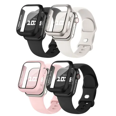 Gehäuse + Armband für Apple Watch Band 45 mm 44 mm 41 mm 40 mm 38 42 mm Silikon Sportarmband Correa iWatch Serie 9 8 6 SE 7 3 4 5 Image