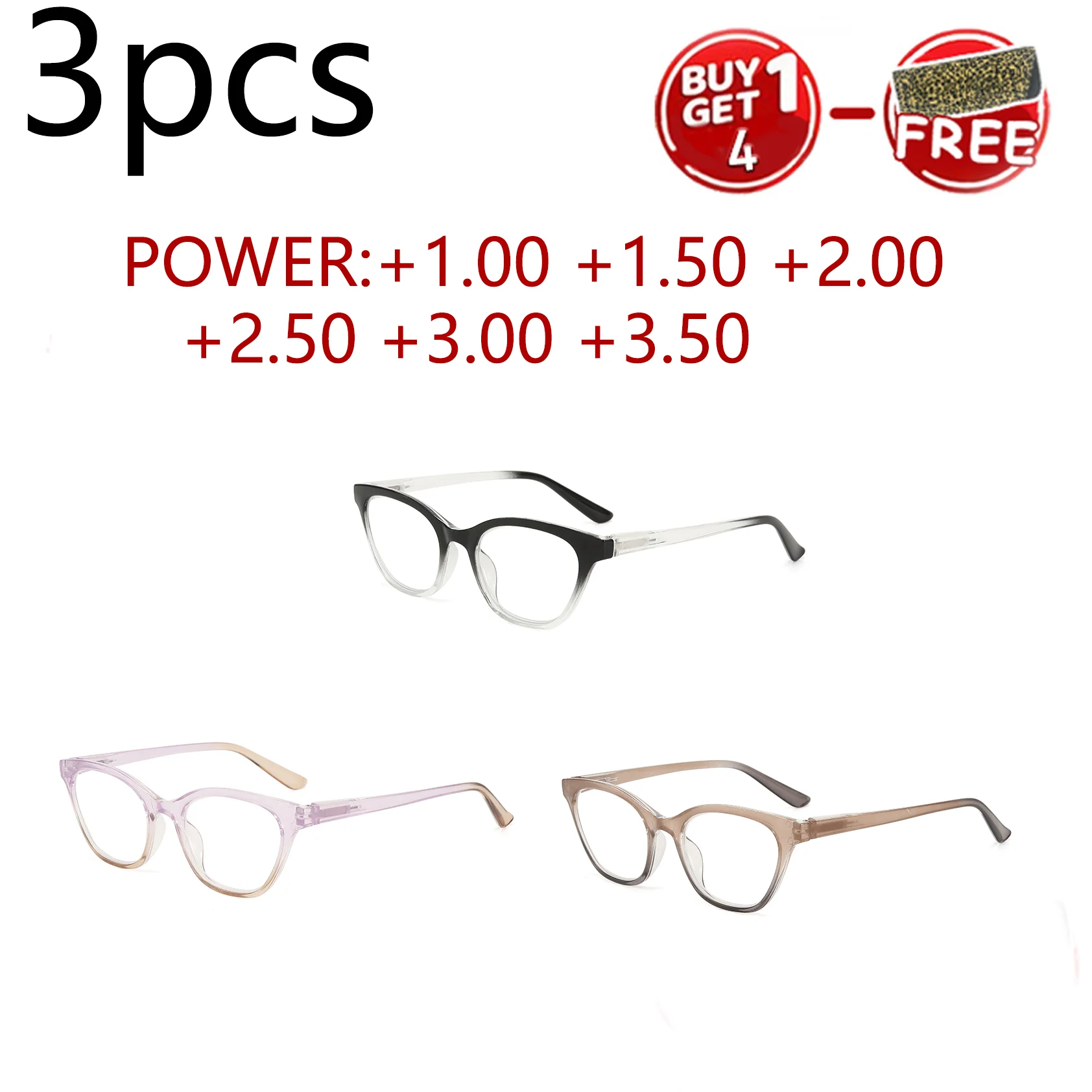 3-teilige klassische Lesebrille, blaues Licht blockierende Mode-Leser-Federscharnier mit Musterdruck-Brille Image