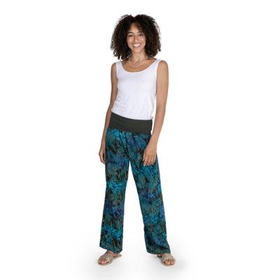 Kenanga,'Hand Printed Floral Batik Rayon Pants from Bali'