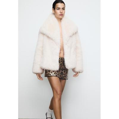 Stradivarius Cropped faux fur jacket Ecru XL
