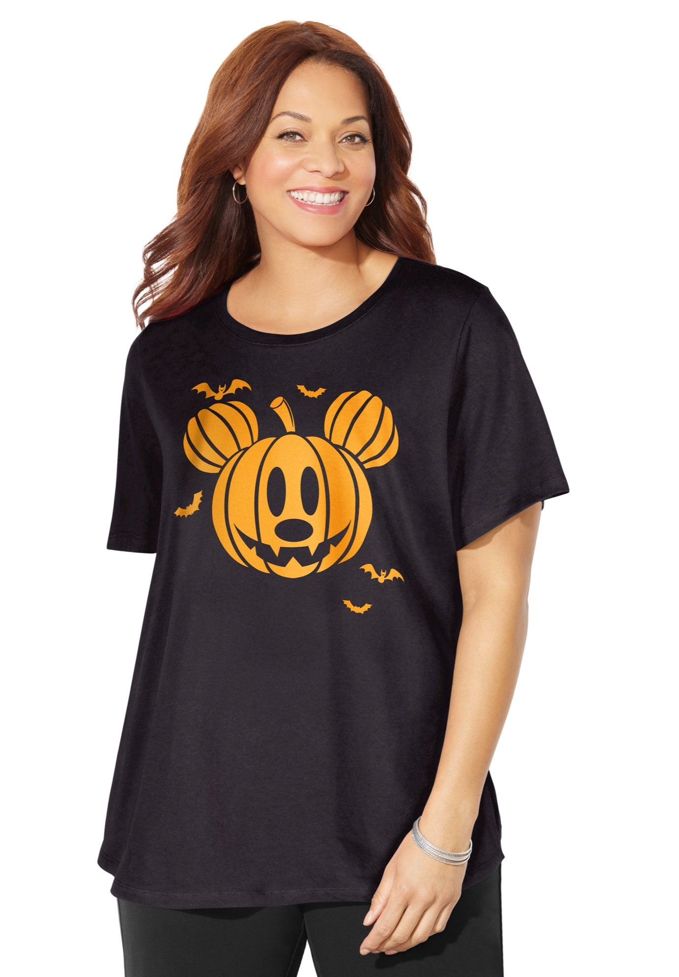 Plus Size Women's Disney Pumpkin Halloween Tee by Disney in Black Disney Pumpkin (Size 4X)