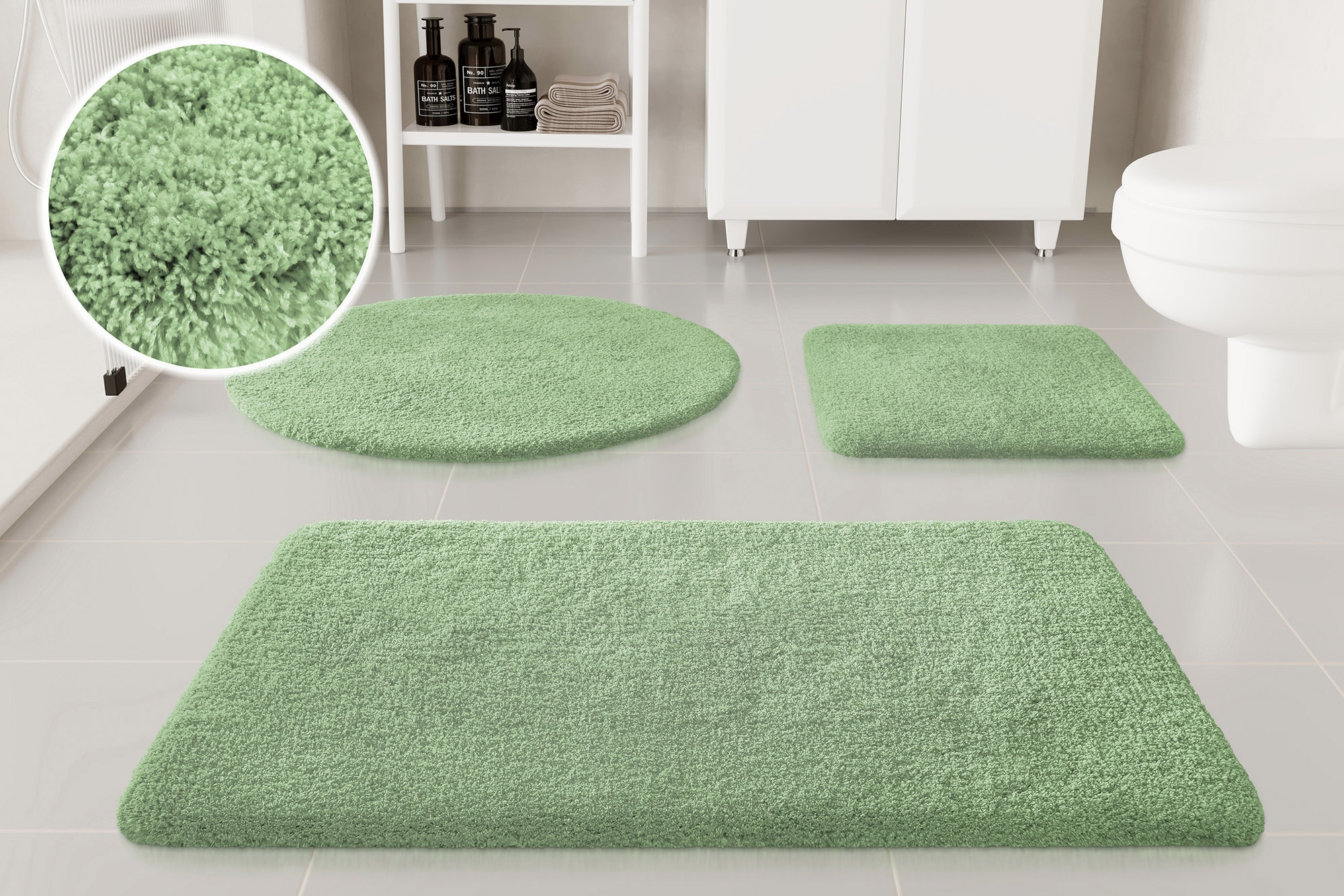 Badematte OTTO HOME "Kaarin", grün (lind grün), H:30mm, Polyester, Badematten, Badematte, Badteppich, getuftet, flauschig, hochflor, große Farbauswahl